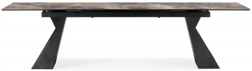 Обеденный раздвижной стол стеклянный Денхольм, 240(290)х100х75, стекло, каталония / черный