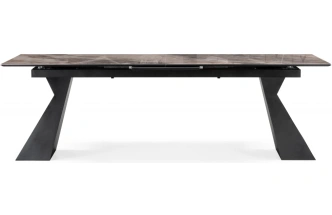 Обеденный раздвижной стол стеклянный Денхольм, 240(290)х100х75, стекло, каталония / черный