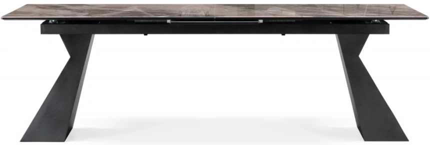 Обеденный раздвижной стол стеклянный Денхольм, 240(290)х100х75, стекло, каталония / черный