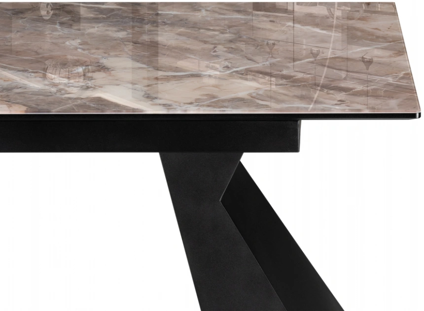 Обеденный раздвижной стол стеклянный Денхольм, 240(290)х100х75, стекло, каталония / черный