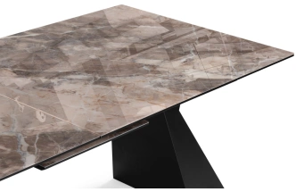 Обеденный раздвижной стол стеклянный Денхольм, 240(290)х100х75, стекло, каталония / черный