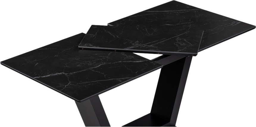 Кухонный обеденный раздвижной Иматра, 140(180), керамика, черный мрамор, каркас черный кварц