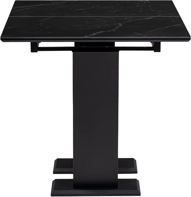 Кухонный обеденный раздвижной Иматра, 140(180), керамика, черный мрамор, каркас черный кварц