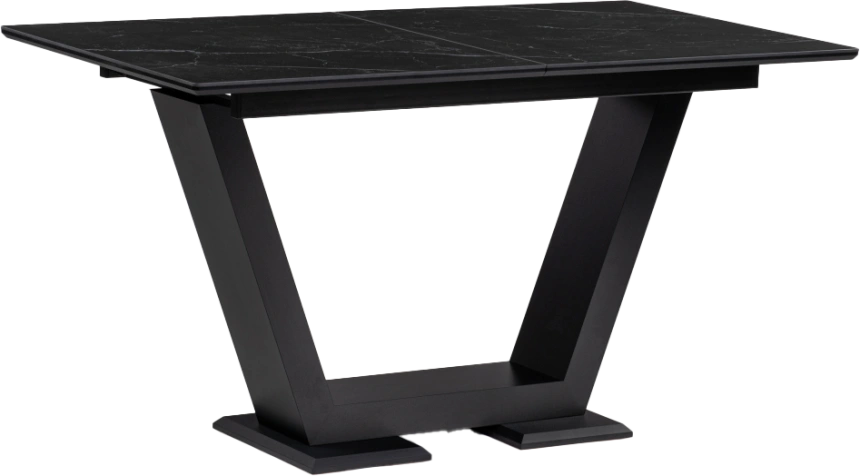 Кухонный обеденный раздвижной Иматра, 140(180), керамика, черный мрамор, каркас черный кварц