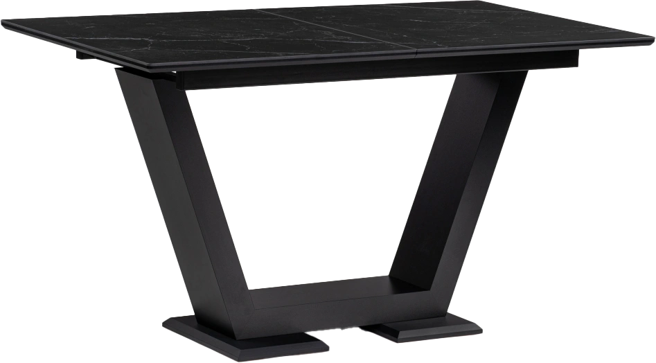 Кухонный обеденный раздвижной Иматра, 140(180), керамика, черный мрамор, каркас черный кварц