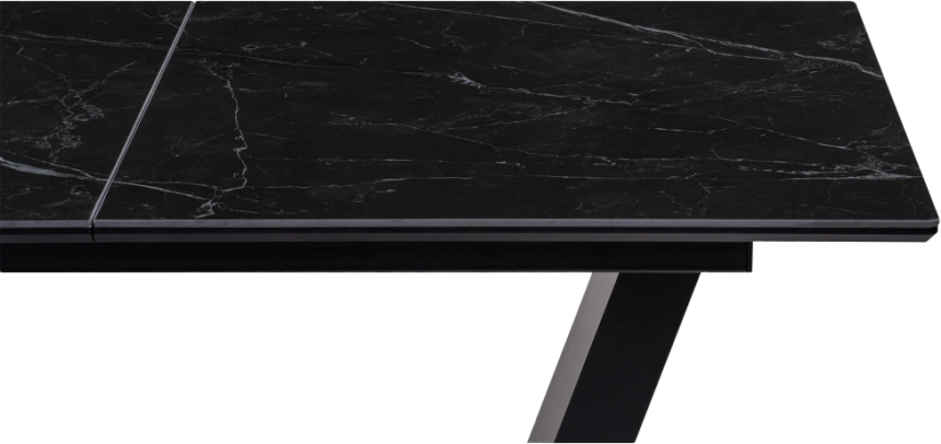 Кухонный обеденный раздвижной Иматра, 140(180), керамика, черный мрамор, каркас черный кварц