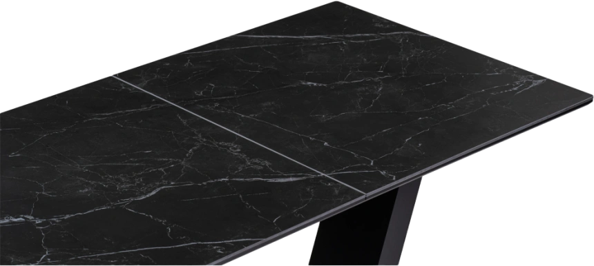 Кухонный обеденный раздвижной Иматра, 140(180), керамика, черный мрамор, каркас черный кварц