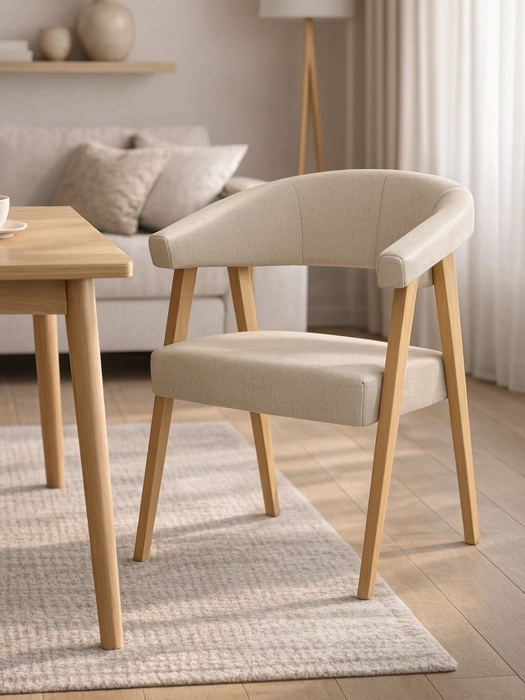 Деревянный стул-кресло Невада 2, натуральное дерево / бежевый (ткань 135)