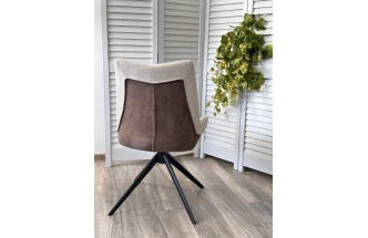 Стул Oskar, мягкий, поворотный, KN01-05 бежевый, BZ1046-21 коричневый, ткань, черный каркас 