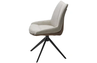 Стул Oskar, мягкий, поворотный, KN01-05 бежевый, BZ1046-21 коричневый, ткань, черный каркас 