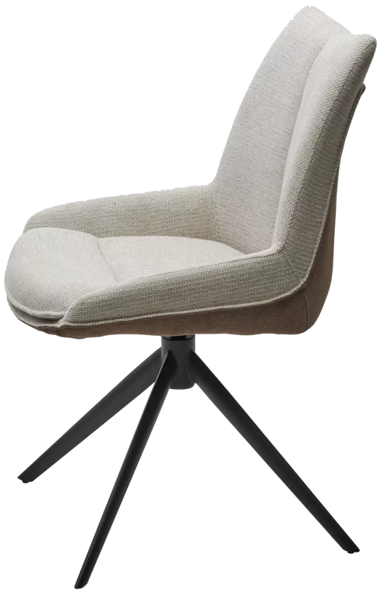 Стул Oskar, мягкий, поворотный, KN01-05 бежевый, BZ1046-21 коричневый, ткань, черный каркас 