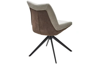 Стул Oskar, мягкий, поворотный, KN01-05 бежевый, BZ1046-21 коричневый, ткань, черный каркас 