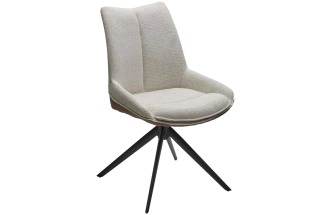 Стул Oskar, мягкий, поворотный, KN01-05 бежевый, BZ1046-21 коричневый, ткань, черный каркас 