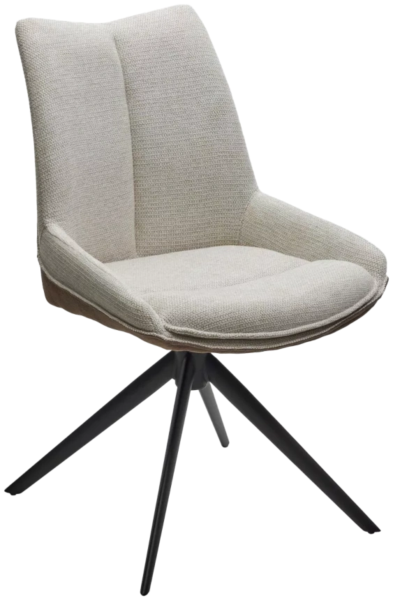 Стул Oskar, мягкий, поворотный, KN01-05 бежевый, BZ1046-21 коричневый, ткань, черный каркас 