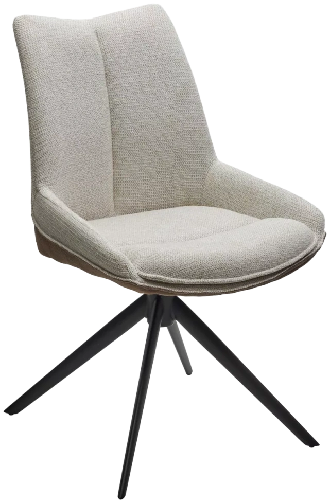 Стул Oskar, мягкий, поворотный, KN01-05 бежевый, BZ1046-21 коричневый, ткань, черный каркас 