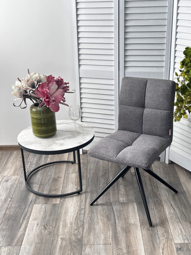 Стул Sallie, мягкий, поворотный, VT6037-16 серый, ткань, черный каркас