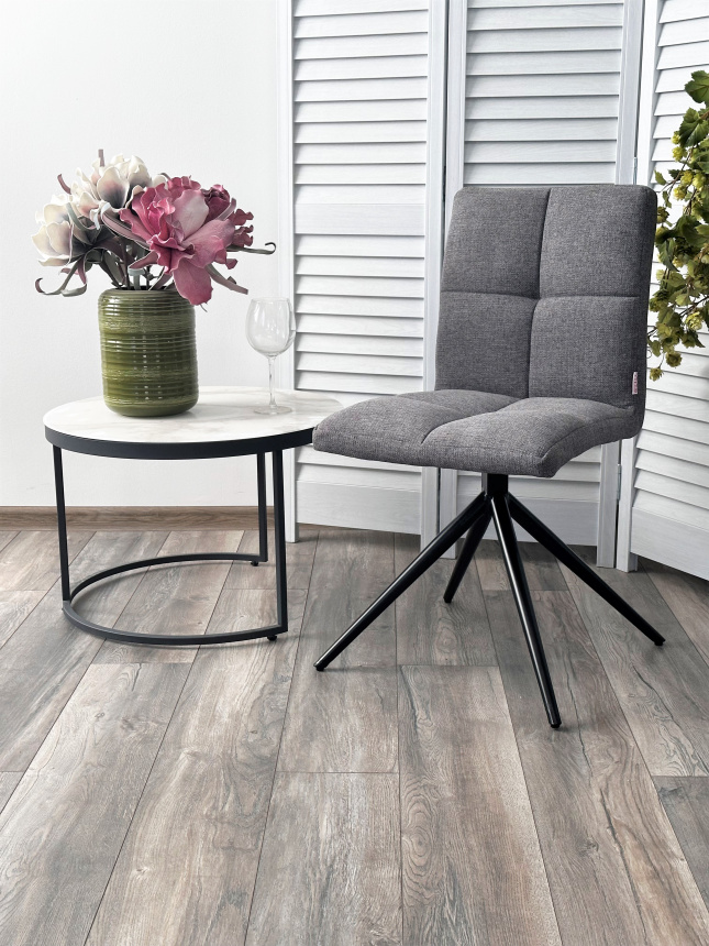 Стул Sallie, мягкий, поворотный, VT6037-16 серый, ткань, черный каркас