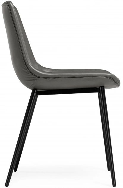 Стул Алеида, на металлокаркасе, серая экокожа / черный глянец