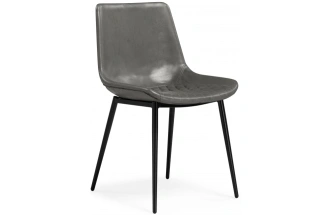 Стул Алеида, на металлокаркасе, серая экокожа / черный глянец