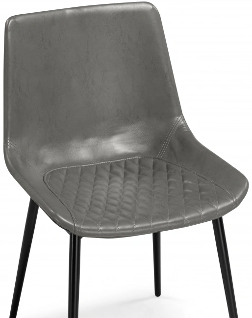 Стул Алеида, на металлокаркасе, серая экокожа / черный глянец