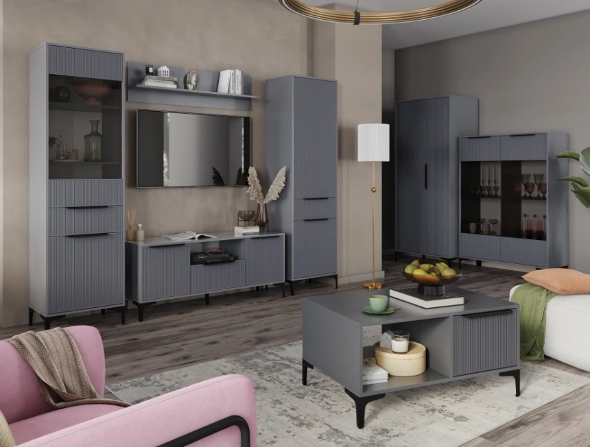 Шкаф-витрина Иадама, графит / графит софт