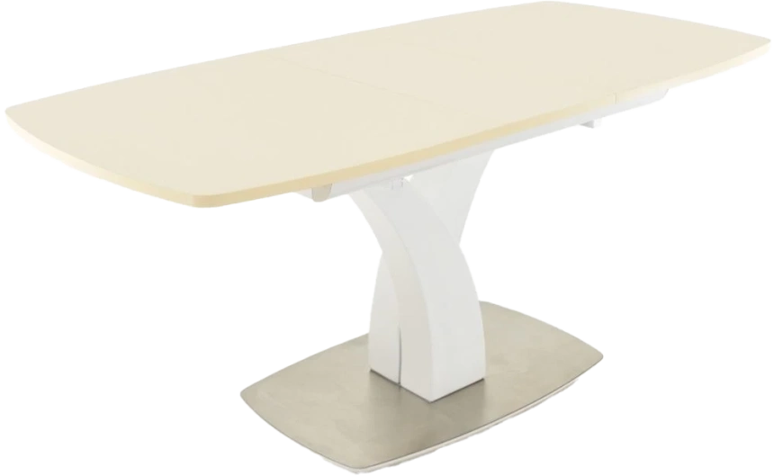 Кухонный стол Нотр Дам, молочный, ПМ стекло, каркас белый