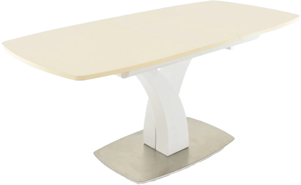 Кухонный стол Нотр Дам, молочный, ПМ стекло, каркас белый