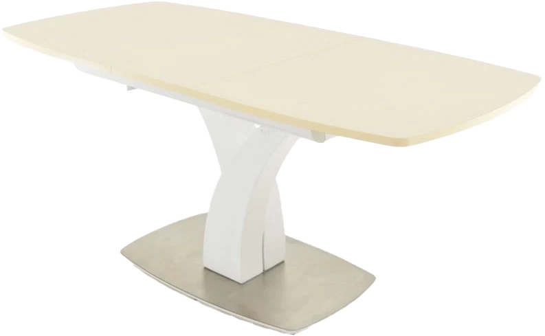 Кухонный стол Нотр Дам, молочный, ПМ стекло, каркас белый