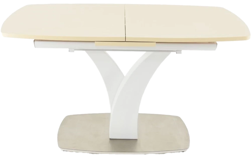 Кухонный стол Нотр Дам, молочный, ПМ стекло, каркас белый