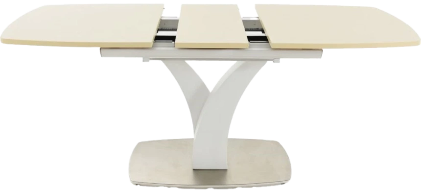 Кухонный стол Нотр Дам, молочный, ПМ стекло, каркас белый