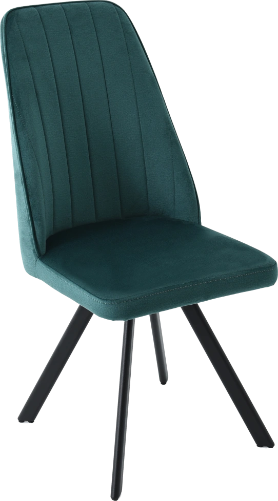 Стул Silvio, мягкий со спинкой, зеленый монолит эмеральд, велюр, каркас черный