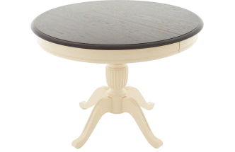 Кухонный стол Леонардо-1, D100, комби 6, орех темный, каркас слоновая кость