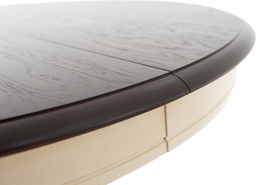 Кухонный стол Леонардо-1, D100, комби 6, орех темный, каркас слоновая кость 