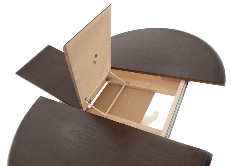 Кухонный стол Леонардо-1, D100, комби 6, орех темный, каркас слоновая кость 