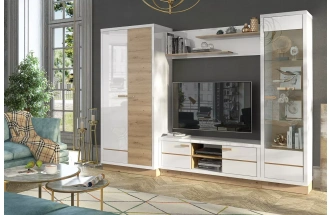 Тумба под ТВ Балтимор, с полками, Белый / Дуб дикий