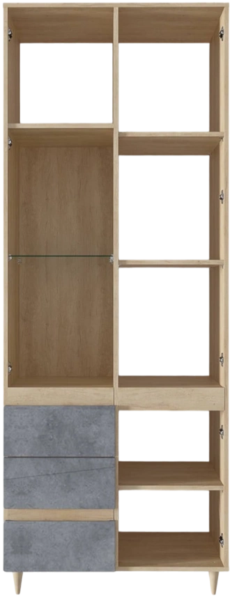 Шкаф со стеклом Киото Дуб небраска/Бетон тёмный