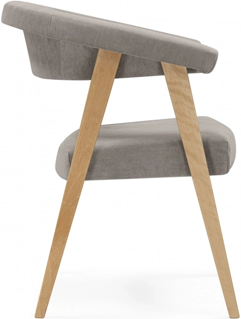 Деревянный стул-кресло Невада 2, натуральное дерево / светло-серый (ткань 231)