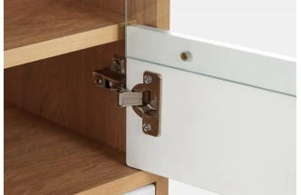 Шкаф-витрина Калгари, с полками, дуб натуральный светлый / белый матовый 