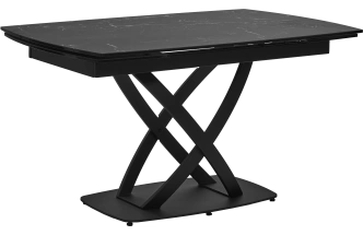 Кухонный стол раздвижной Foggia 140, KL-116 Черный мрамор матовый, итальянская керамика, черный каркас