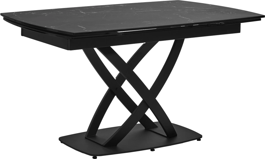 Кухонный стол раздвижной Foggia 140, KL-116 Черный мрамор матовый, итальянская керамика, черный каркас