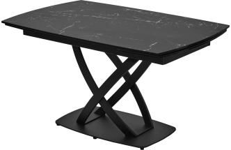 Кухонный стол раздвижной Foggia 140, KL-116 Черный мрамор матовый, итальянская керамика, черный каркас