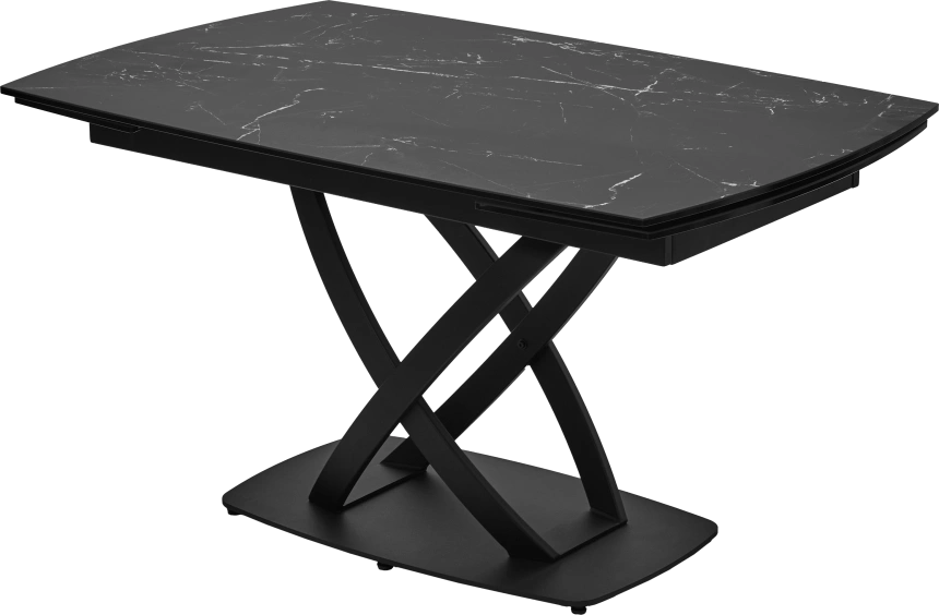 Кухонный стол раздвижной Foggia 140, KL-116 Черный мрамор матовый, итальянская керамика, черный каркас