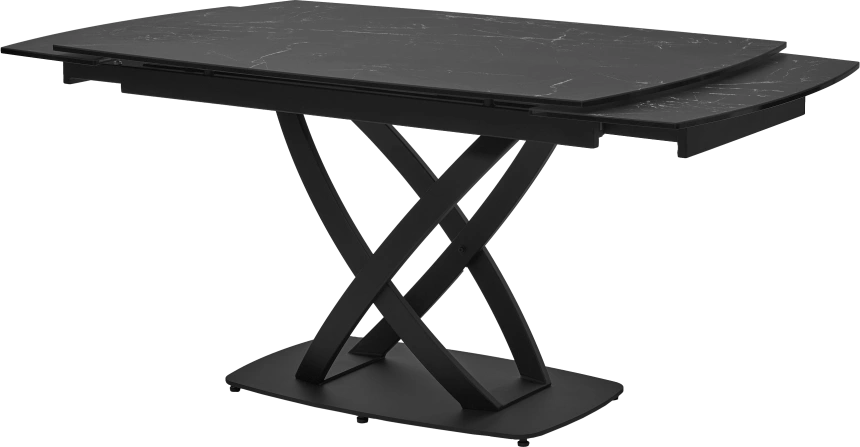 Кухонный стол раздвижной Foggia 140, KL-116 Черный мрамор матовый, итальянская керамика, черный каркас