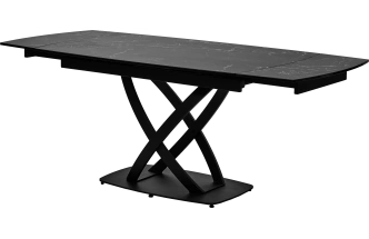 Кухонный стол раздвижной Foggia 140, KL-116 Черный мрамор матовый, итальянская керамика, черный каркас