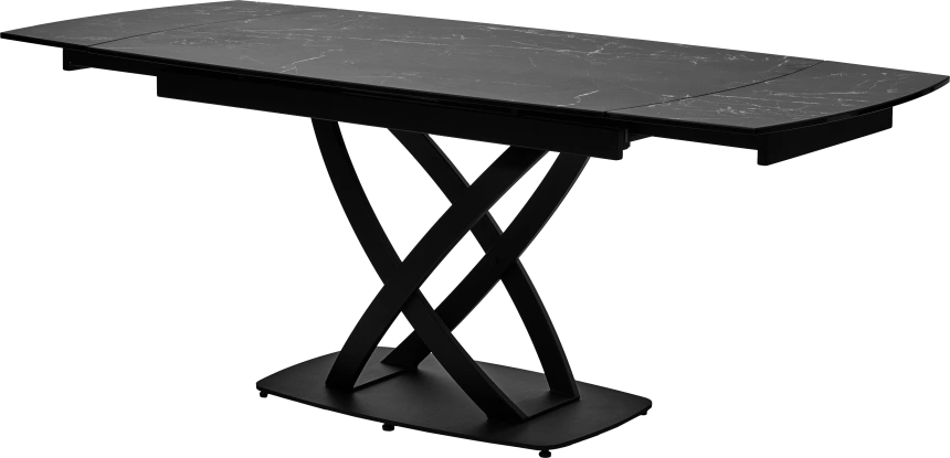Кухонный стол раздвижной Foggia 140, KL-116 Черный мрамор матовый, итальянская керамика, черный каркас