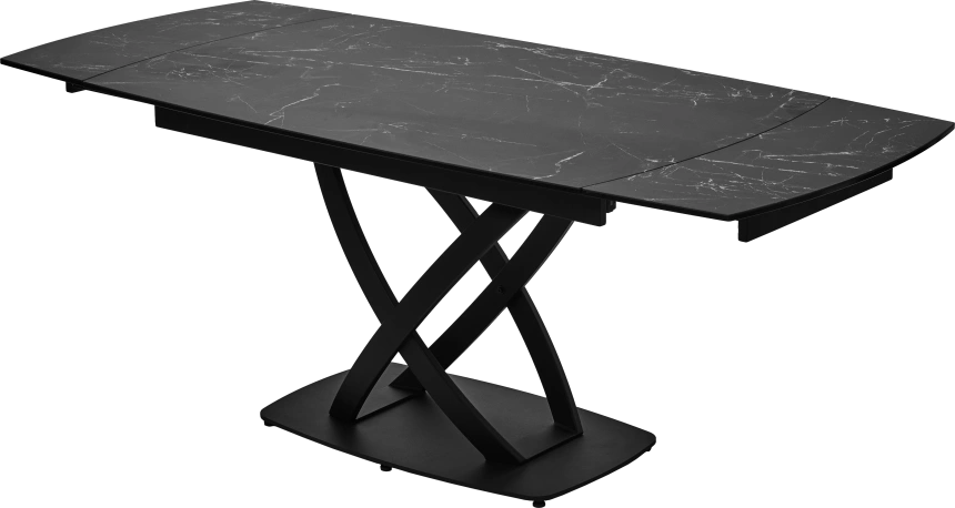 Кухонный стол раздвижной Foggia 140, KL-116 Черный мрамор матовый, итальянская керамика, черный каркас