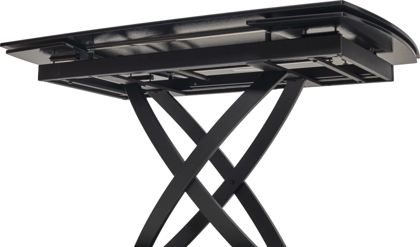 Кухонный стол раздвижной Foggia 140, KL-116 Черный мрамор матовый, итальянская керамика, черный каркас