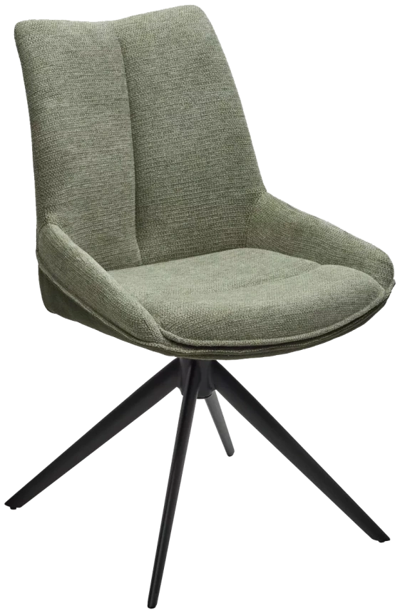 Стул Oskar, мягкий, поворотный, KN01-15 олива, BZ1046-18 темно-зеленый, ткань, черный каркас 