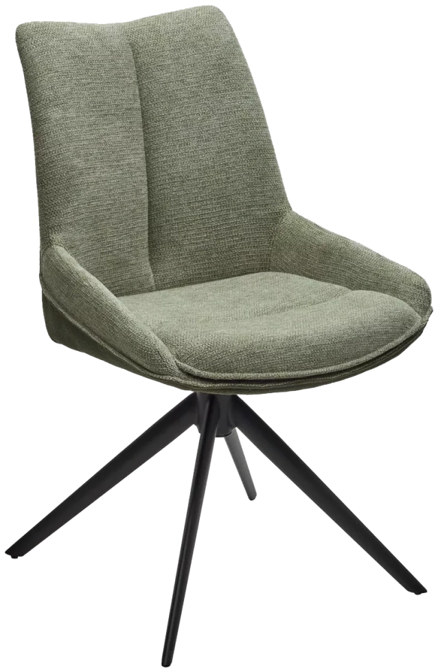 Стул Oskar, мягкий, поворотный, KN01-15 олива, BZ1046-18 темно-зеленый, ткань, черный каркас 