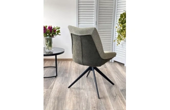 Стул Oskar, мягкий, поворотный, KN01-15 олива, BZ1046-18 темно-зеленый, ткань, черный каркас